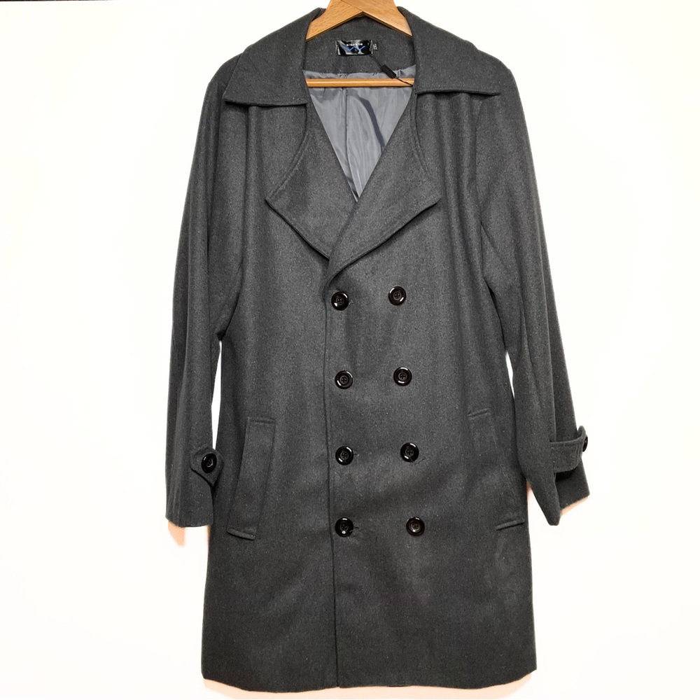 RVHSWDS Gray Mid Length Double Breast Peacoat Mens SZ 2XL Preppy Collegiate Work